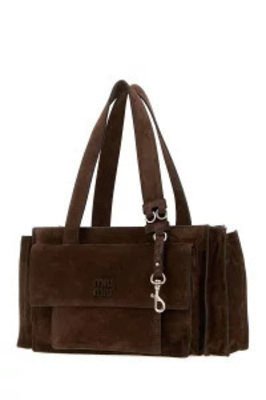 Miu Miu Dark Brown Suede Utilitaire Bag Shopping Tote Brown